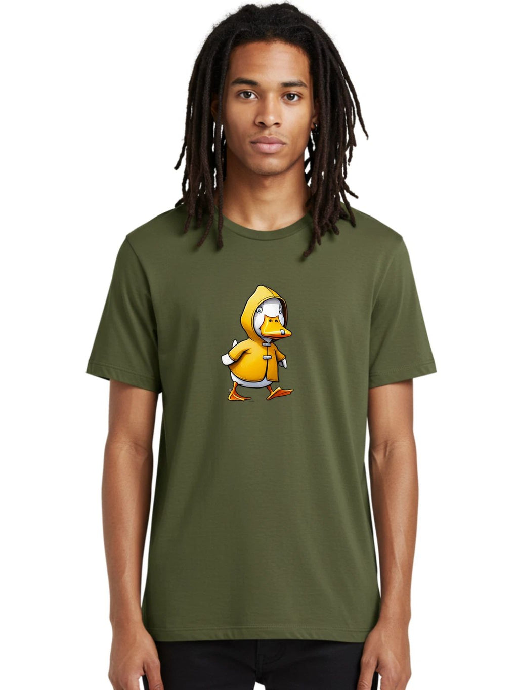 Duck-In-Yellow-Raincoat-4 Mens Graphic Tee, 100% Cotton, Casual Summer Wear Unisex