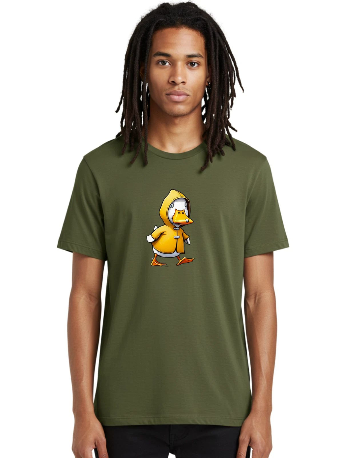 Duck-In-Yellow-Raincoat-4 Mens Graphic Tee, 100% Cotton, Casual Summer Wear Unisex