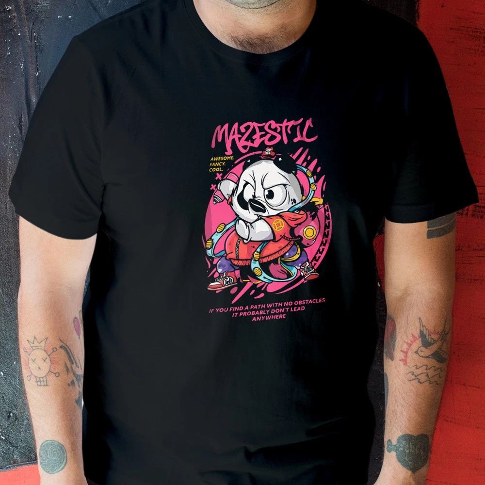 Majestic Streetwear Urban Graffiti Panda Cartoon Japanese Aesthetic Tee Unisex
