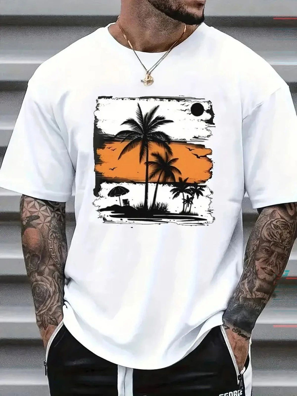 Palm Tree Graphic Tropical Beach Summer Vacation Casual Tee Unisex
