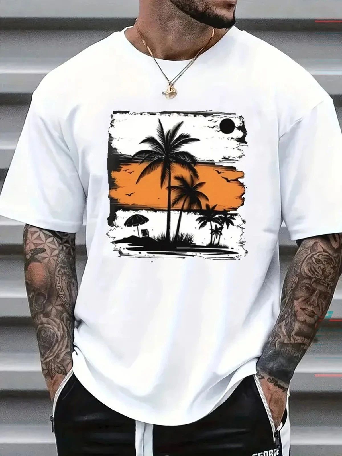 Palm Tree Graphic Tropical Beach Summer Vacation Casual Tee Unisex