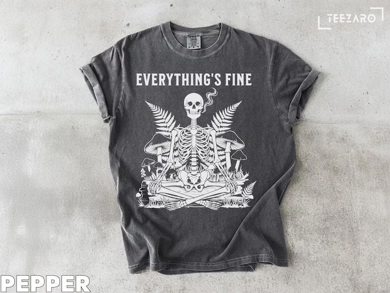 Skeleton Meditation Comfort Tee Funny Dark Humor Relaxing Yoga Shirt Gift Unisex