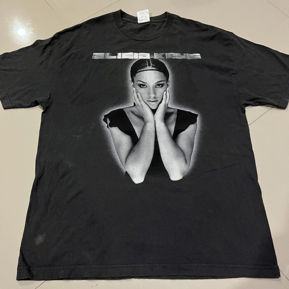 Vintage 2002 Alicia Keys Tour Shirt Rap Tee Black Size XL Unisex