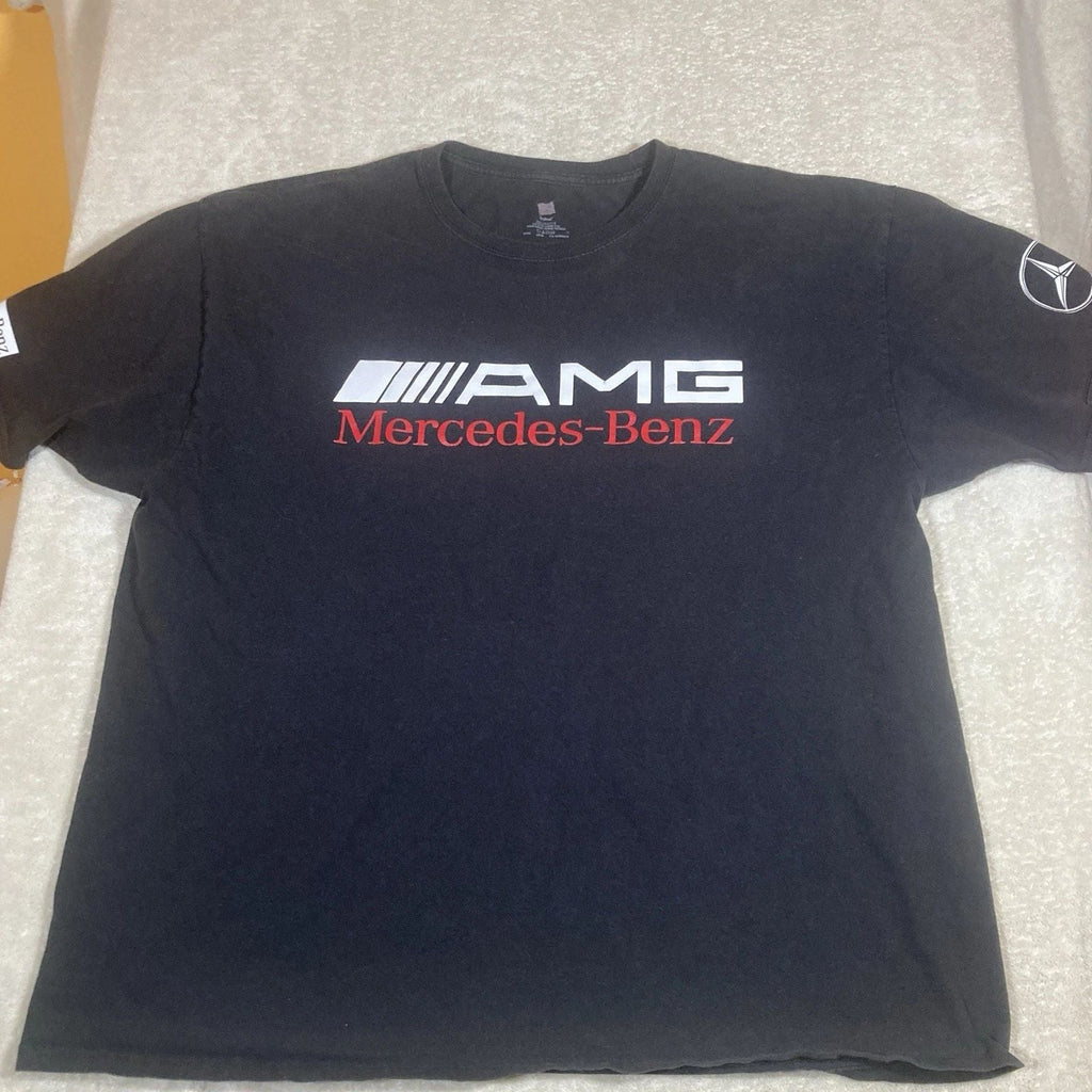 Mercedes Benz AMG Black Mens XXL 2XL Sleeve Logos Double Sided Cotton Unisex