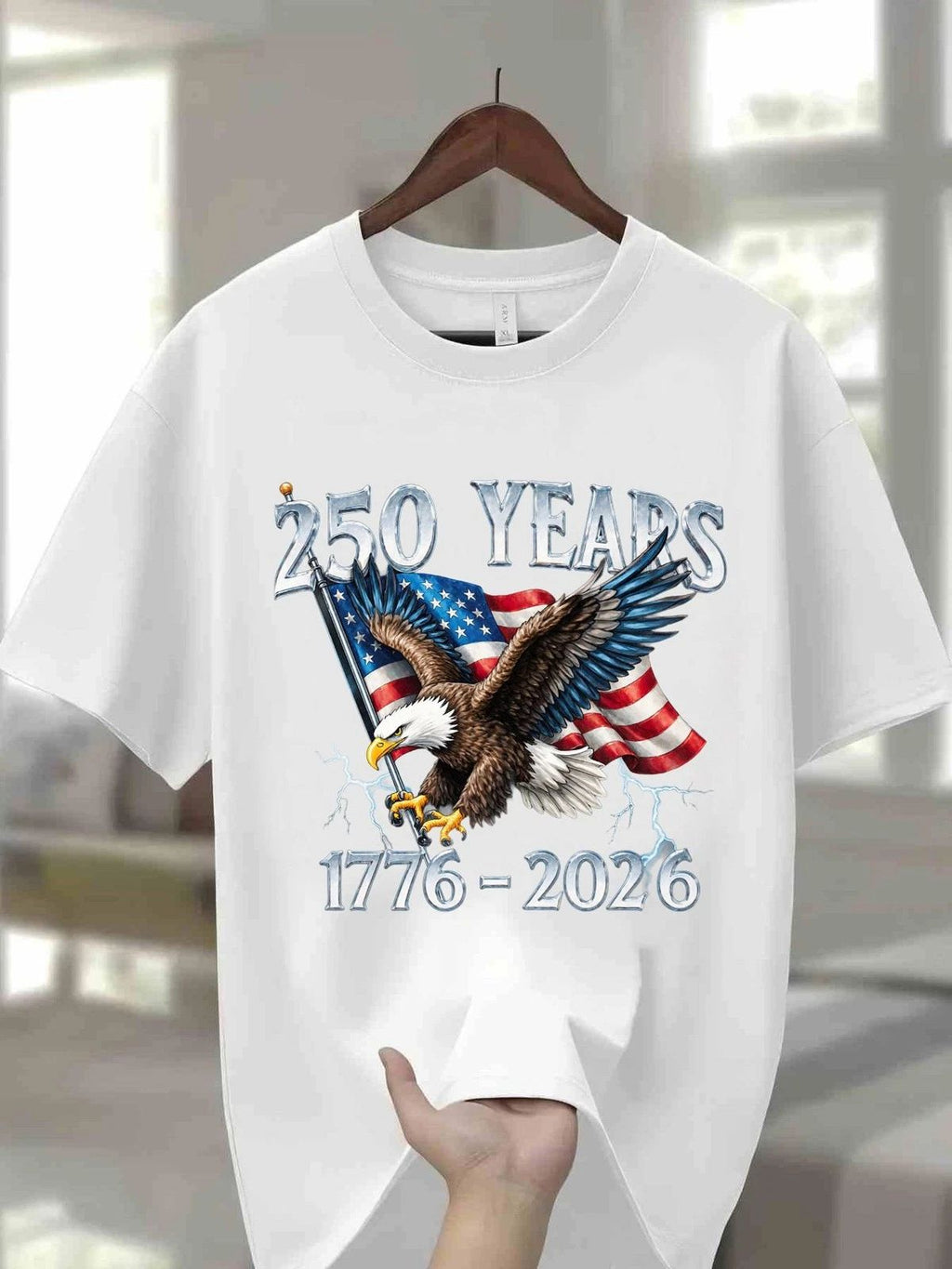 Men's Round Neck with Eagle Pattern 250 Years 1776- 2026 Unisex