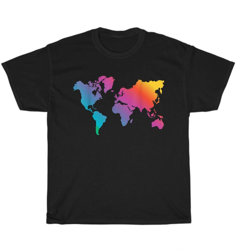 World Map Travel Countries Geography Color Painting Art Unisex Tee Gift Unisex