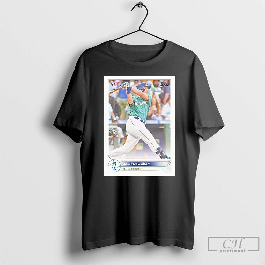 Classic Seattle Mariners Cal Raleigh Topps Baseball Card Player T Shirts Unisex