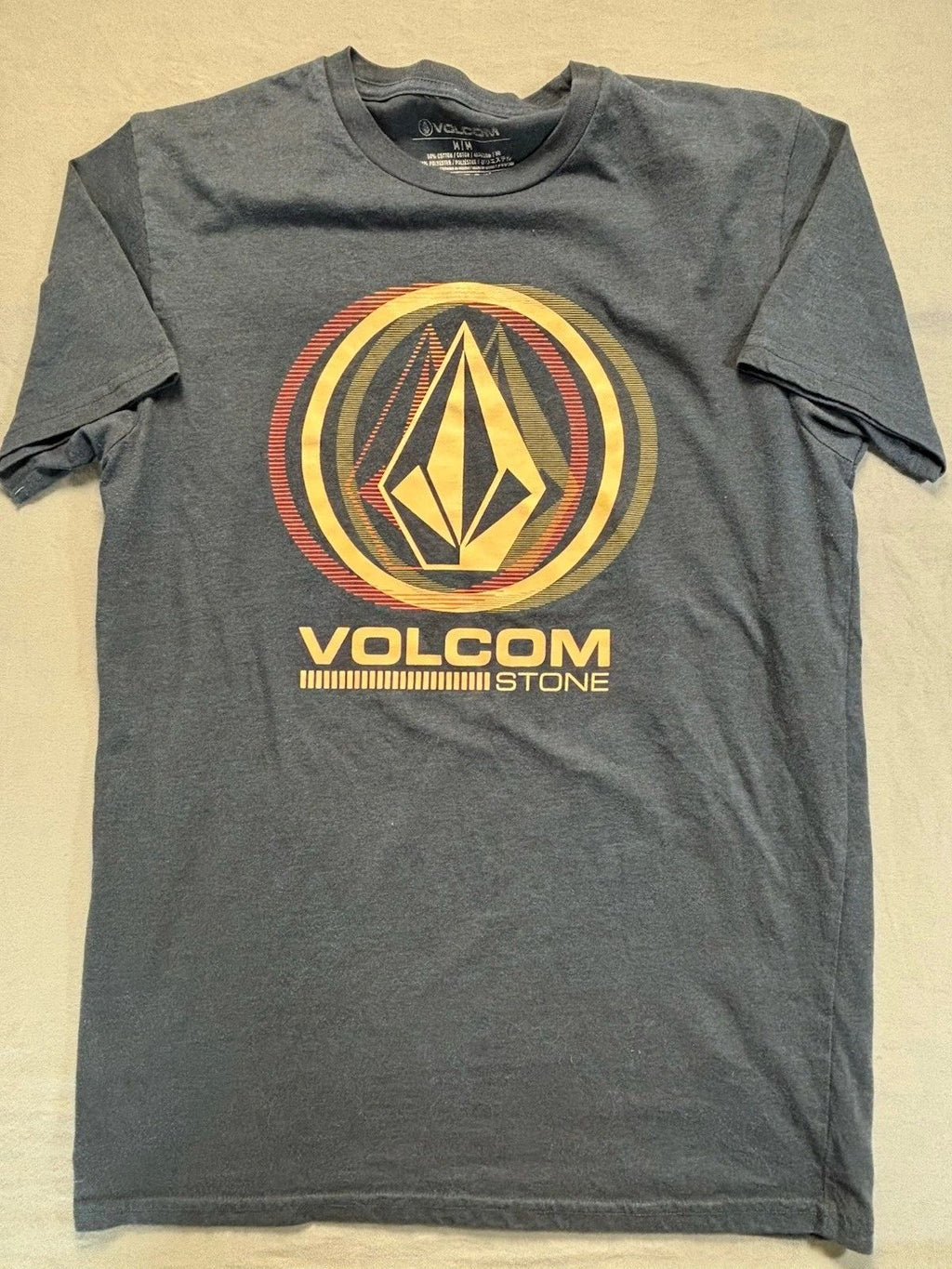 Volcom Stone Logo T Shirt Mens M Navy Blue Black Heather Skate Surf Tee Unisex