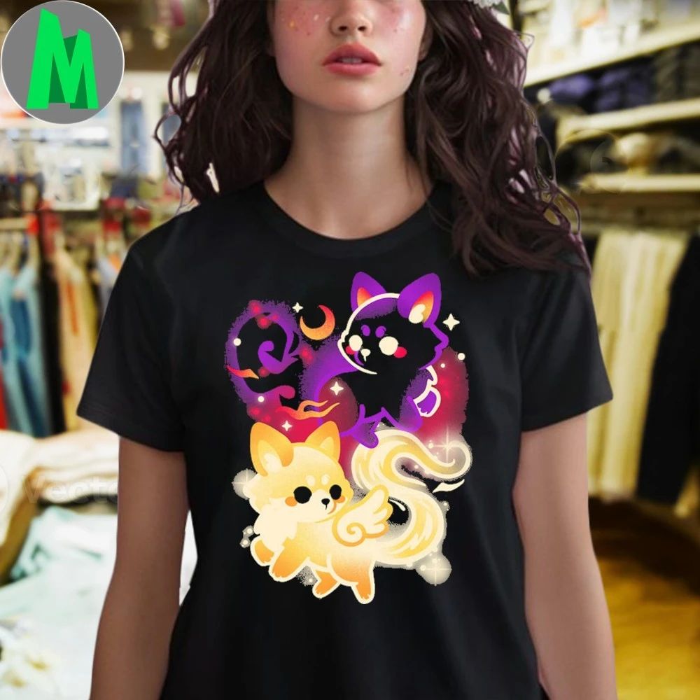 Original Kitsune Night and Day Foxes Shirt Unisex