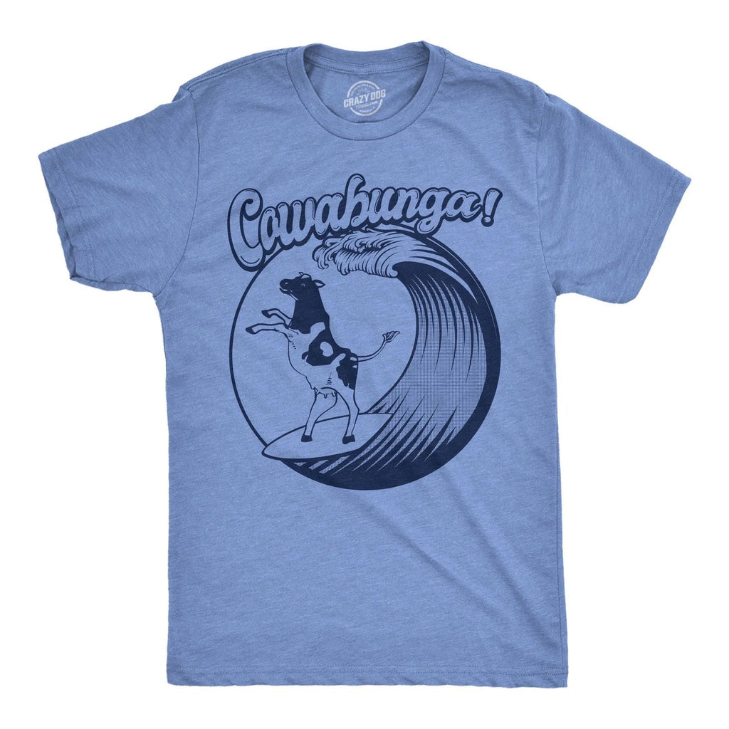 Mens Funny T Shirts Cowabunga Sarcastic Cow Graphic Novelty Surfing Tee for Men Unisex