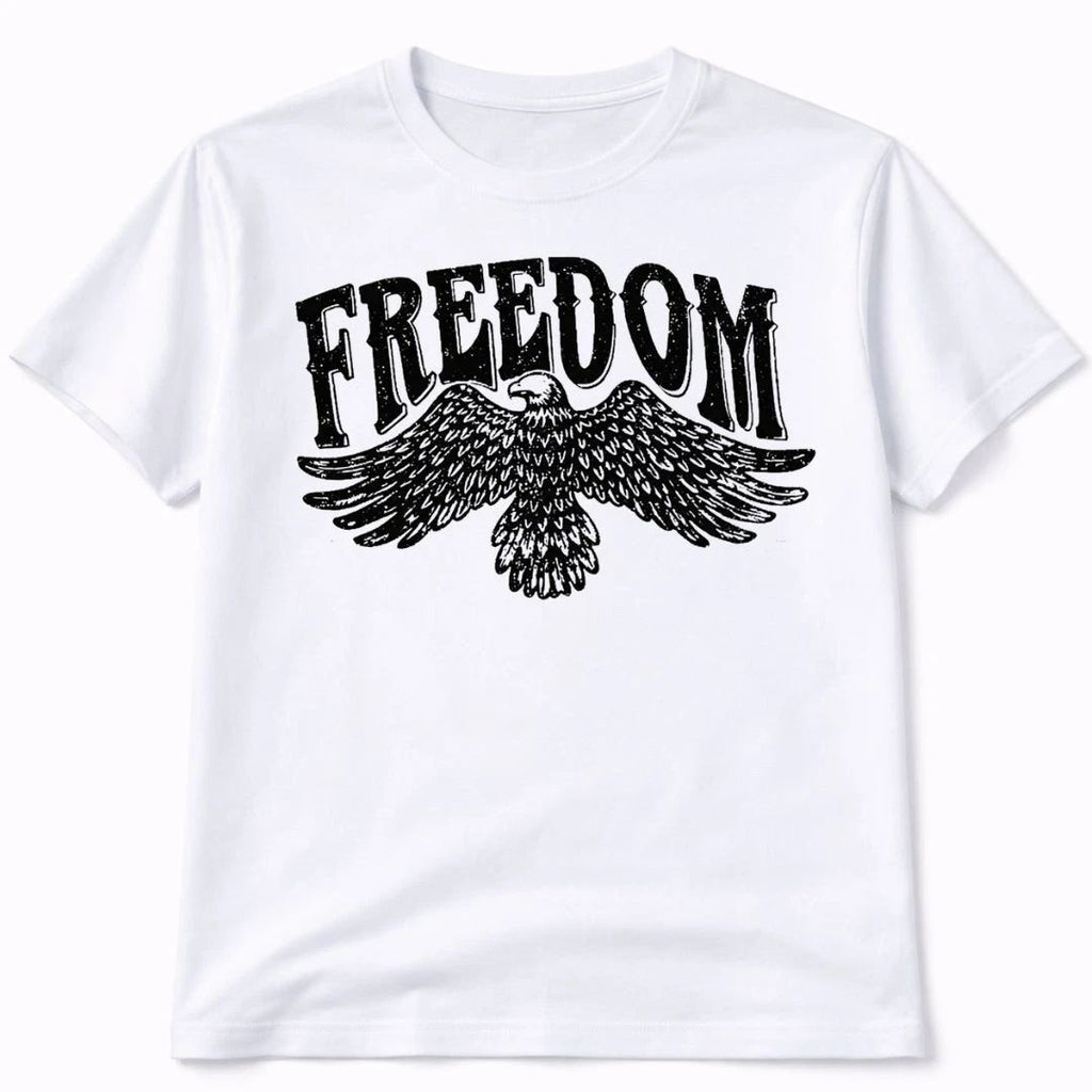 Freedom Eagle Graphic T Shirt Trendy Western Style Tee Mens Gifts White Unisex