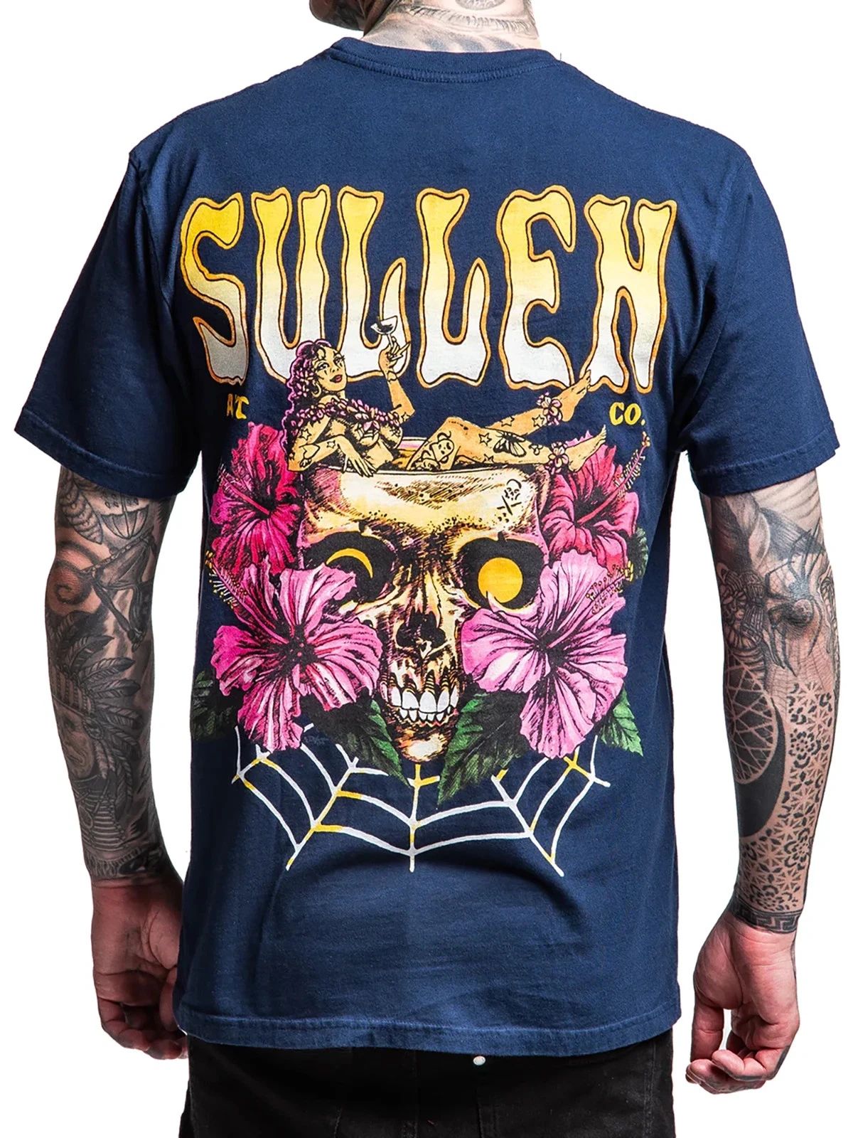 Sullen Men's Skulloha Short Sleeve Premium Tattoo Art Skull Girl Tee Unisex