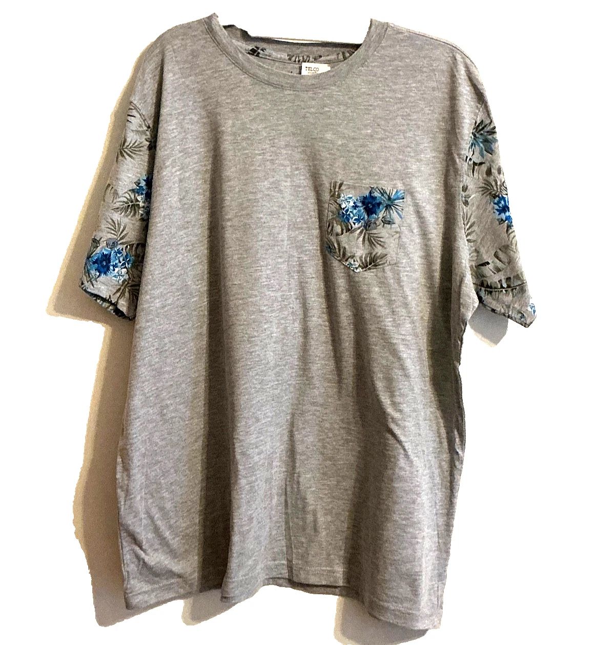 GEORGE Men's XL Gray Floral Pocket Short Sleeve Tropical Summer Beach Unisex