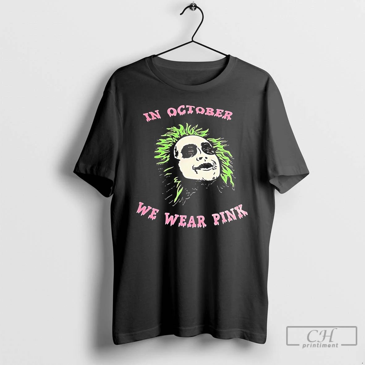 Classic Beetlejuice In October We Wear Pink Breast Cancer T Shirts Unisex
