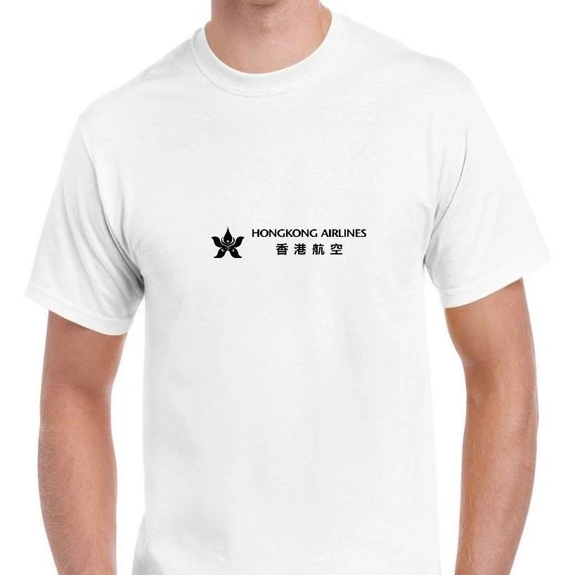 Hongkong Airlines Black Logo Chinese Aviation Geek White Cotton Unisex
