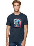 Alien-Eating-Noodles Mens Graphic Tee, 100% Cotton, Casual Summer Wear Unisex