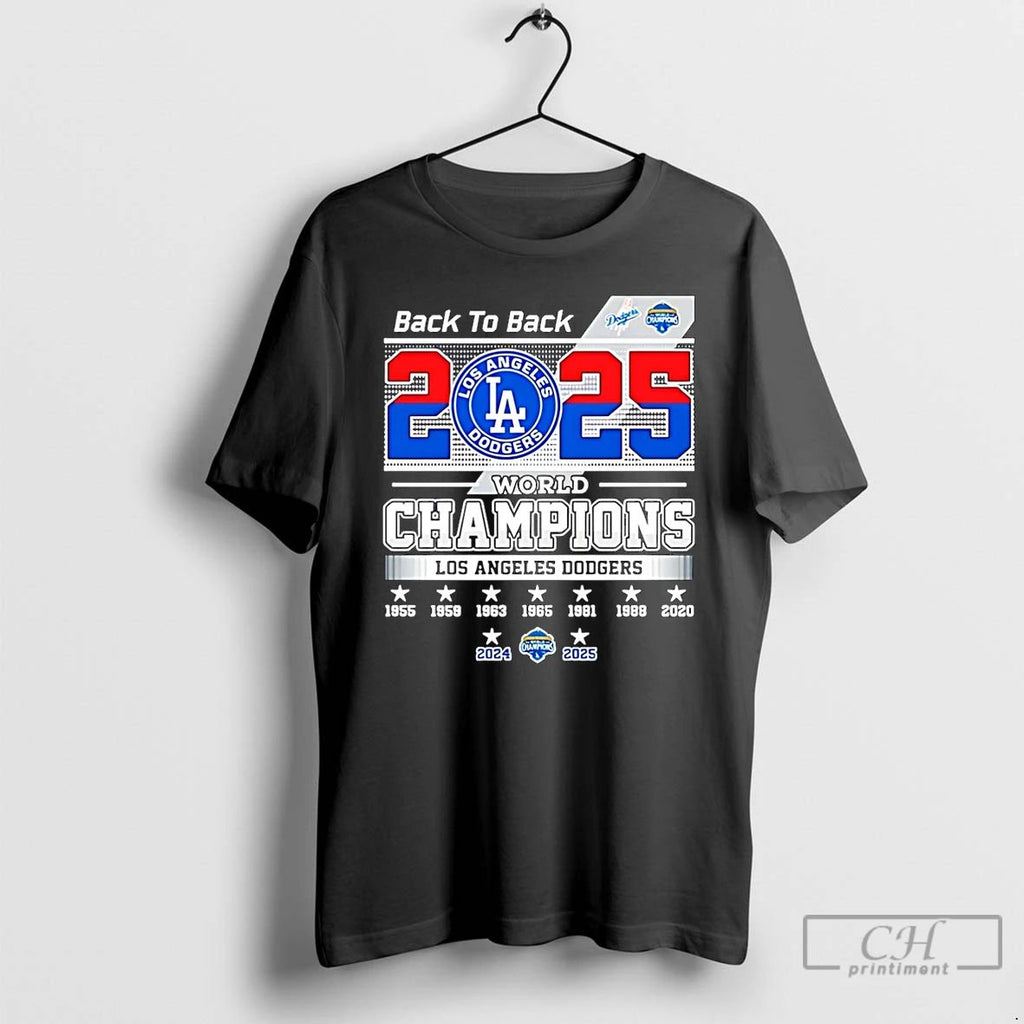 Classic Back To Back Los Angeles Dodgers 2025 World Series Christmas T Shirts Unisex