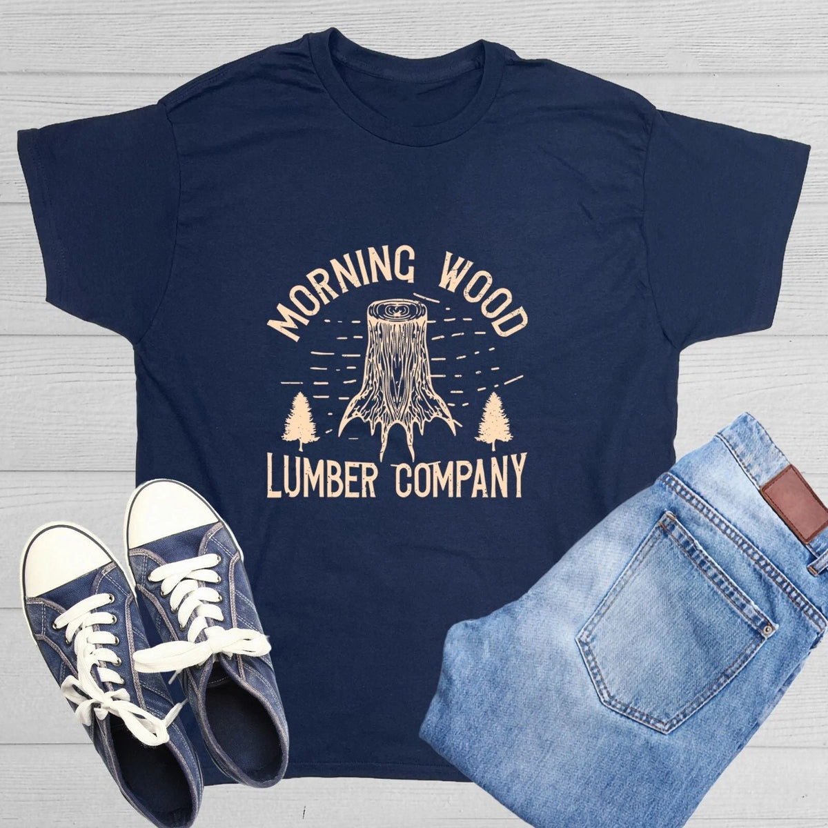 Morning Wood Sarcastic Humor Graphic Tee Gift For Men Novelty Funny T Shirt Unisex