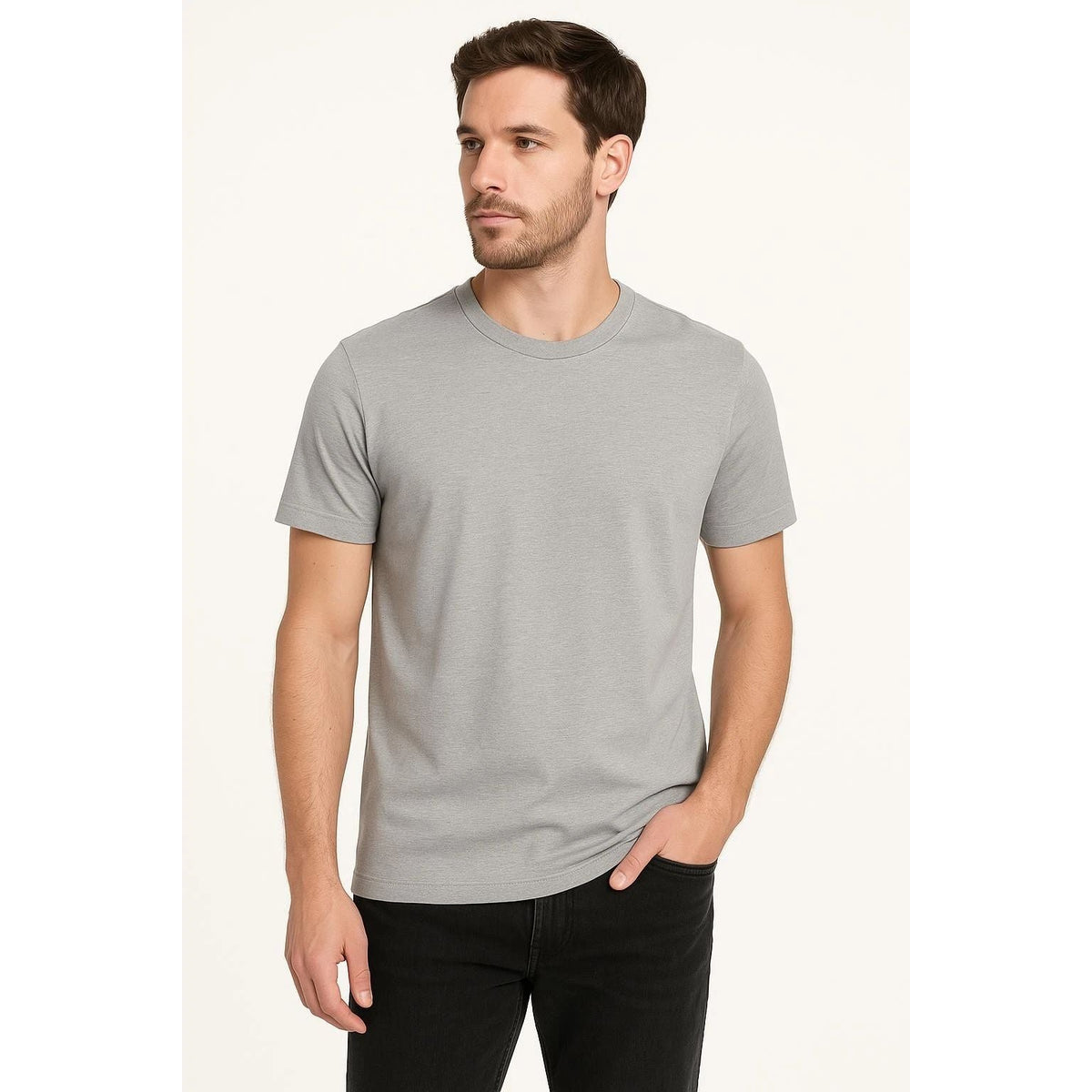 Gray TShirt Mens Small Classic Summer Crew Neck Short Sleeves Modern Minimalist Unisex
