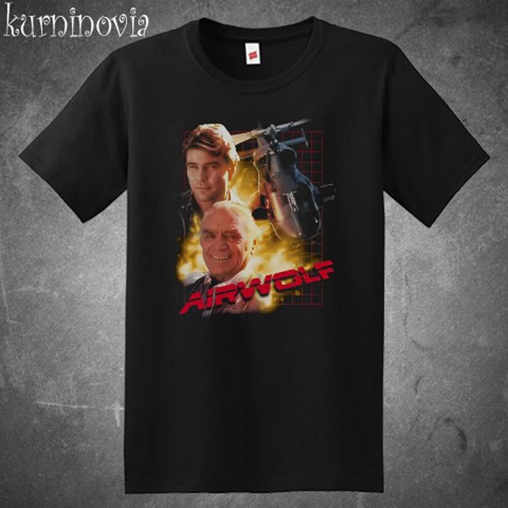 Airwolf Air Wolf Retro TV Series Men's Black Size S to 5XL Unisex