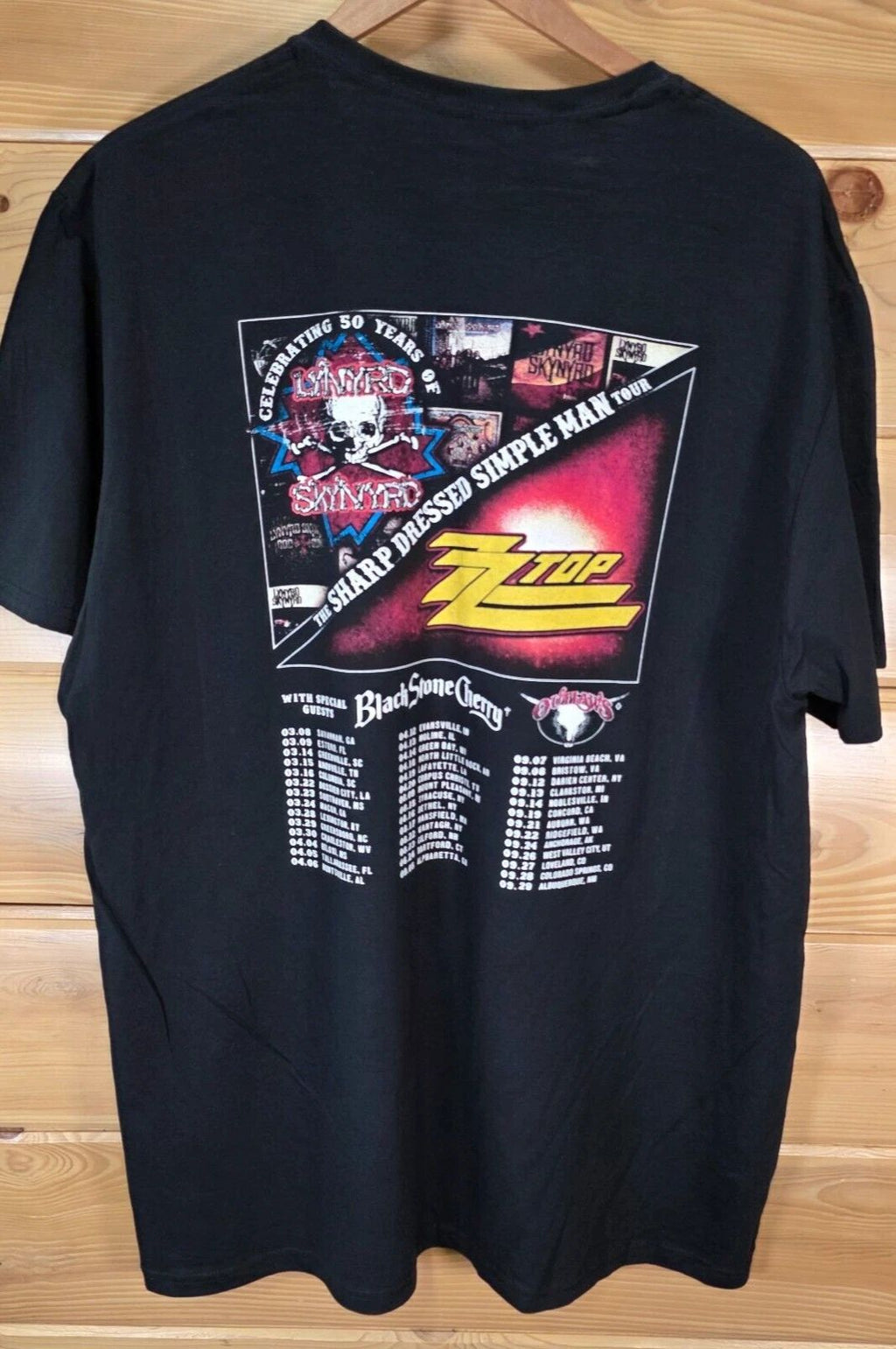 ZZ Top Lynyrd Skynard Band Concert T Shirt Men 2XL Sharp Dressed Simple Man Unisex