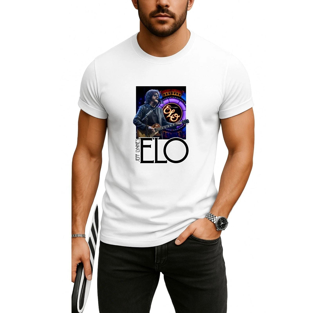 Je-ff Lyn-ne ELO ,Classic Rock Band Graphic Tee, Retro Rock Tour Shirt Unisex
