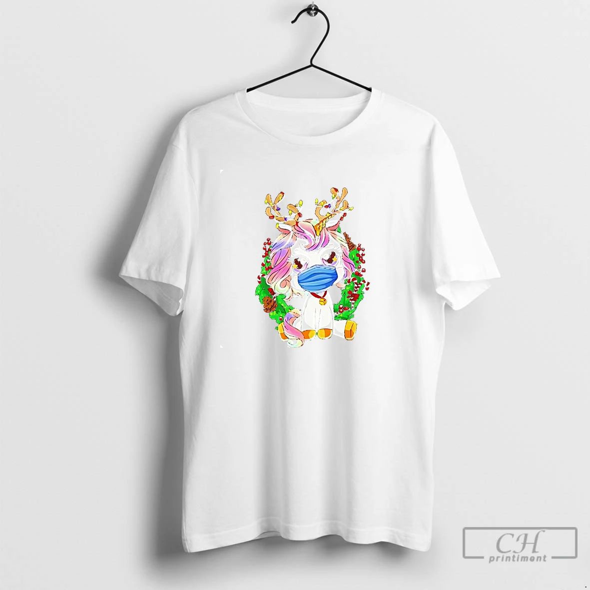 Classic Reindeer Unicorn Masked Holiday Cheer Christmas T Shirts Unisex