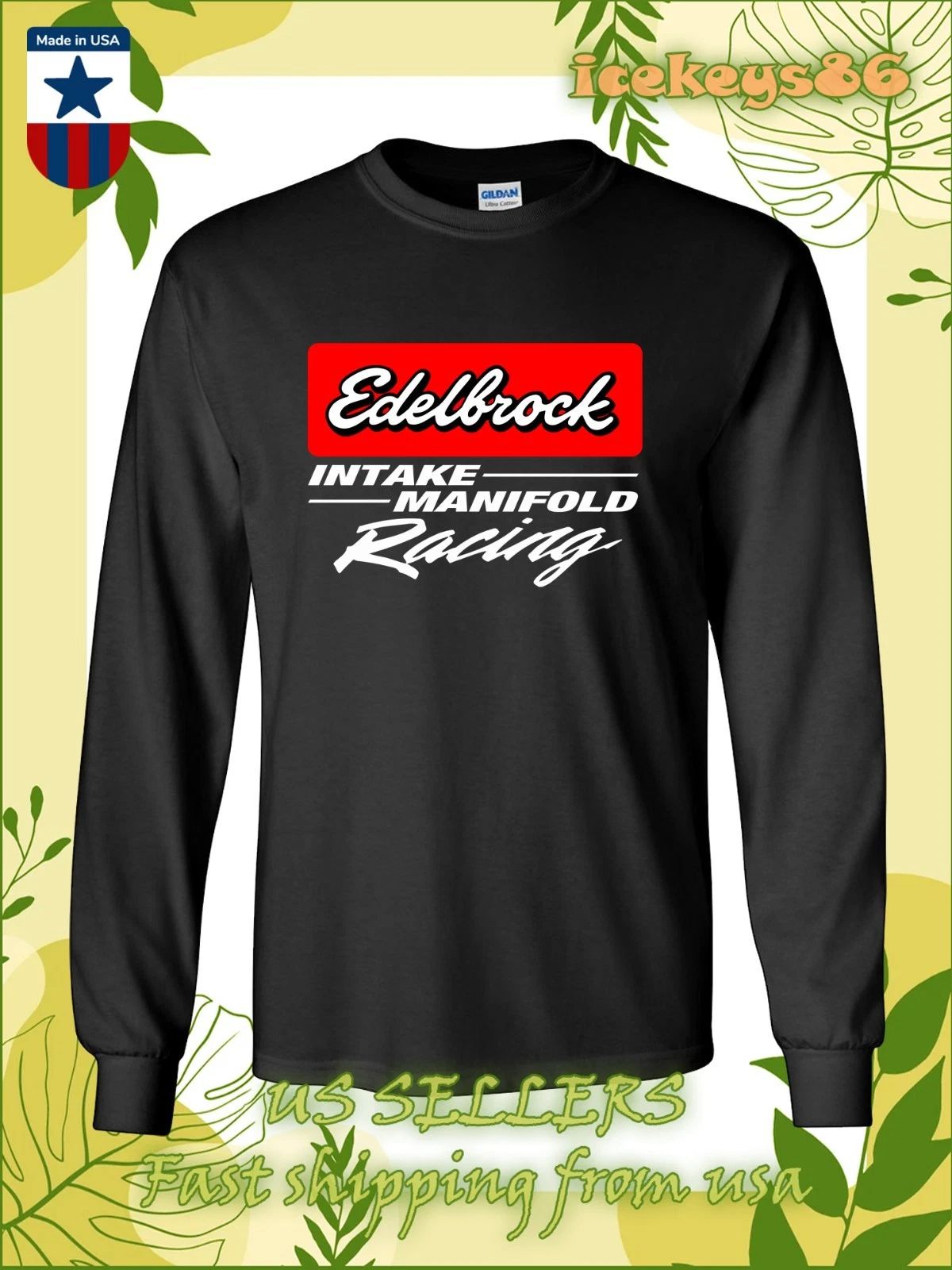 Edelbrock Intake Manifold Racing Logo Men's Long Sleeve American Unisex