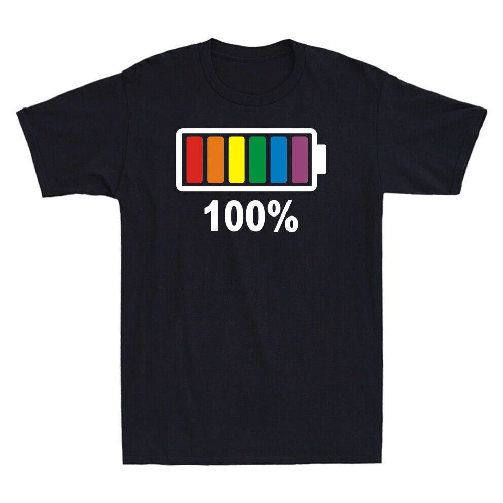 Lgbt Gay Pride Novelty Rainbow 100% Full Battery Funny Gift Men's Black Unisex