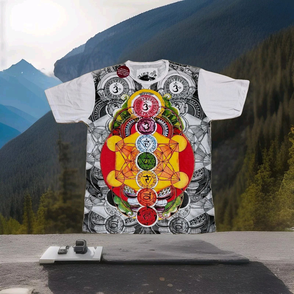Mirror Brand T Shirt Aum OM Chakra Meditation Beach Yoga PsyTrance Festival XXL Unisex