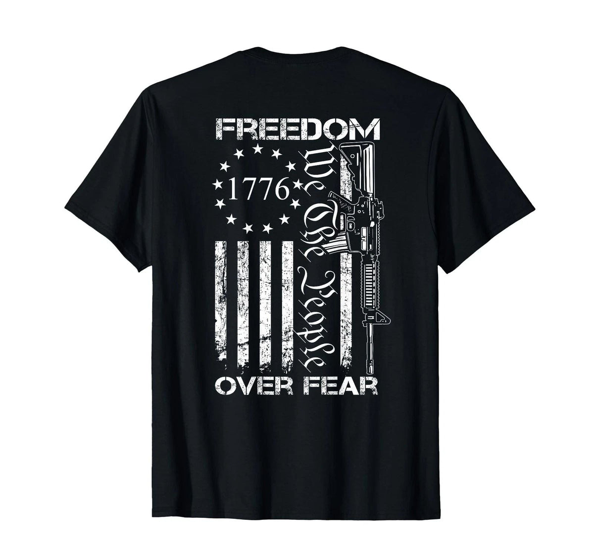 Freedom Over Fear Pro Gun USA Flag 2nd Amendment (ON Back) Small Unisex