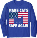Make Cats Safe Again Funny Cat Eye Lover 2024 US Flag Long Sleeve Tshirt Unisex
