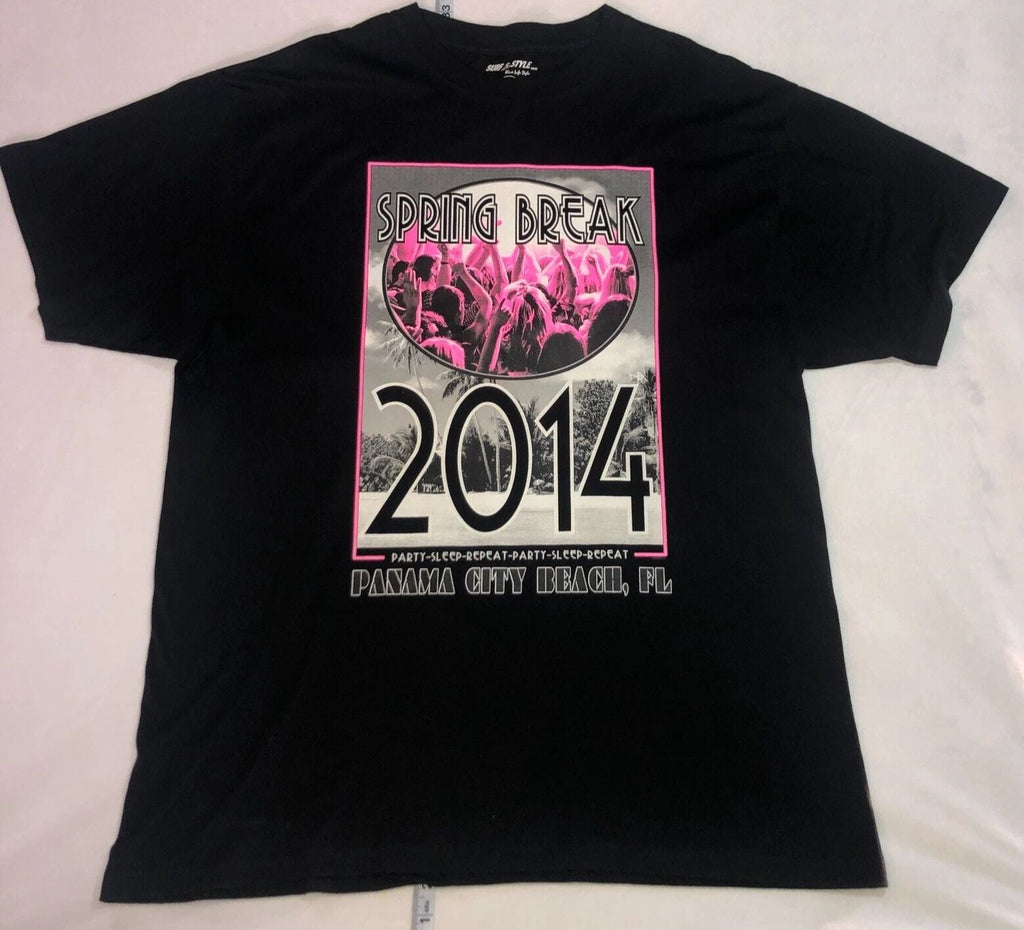 Surf Style XL Black & Pink - Spring Break Graphic Panama City Beach 2014 Unisex