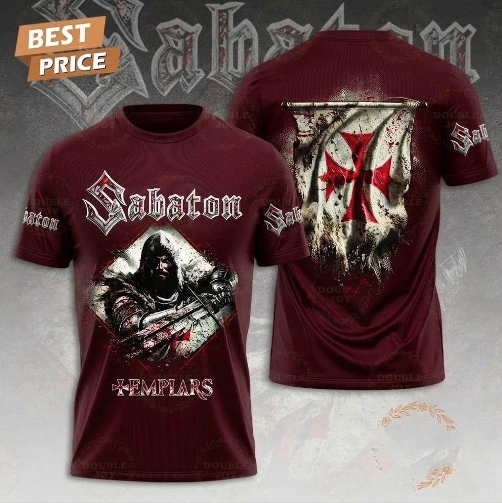 Very Rare Sabaton Band Templars 2025 Tour 3D S to 5XL 2F1955 Unisex
