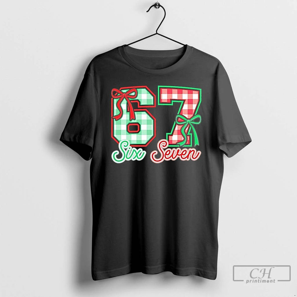 Premium Six Seven Bow Christmas T Shirts Unisex