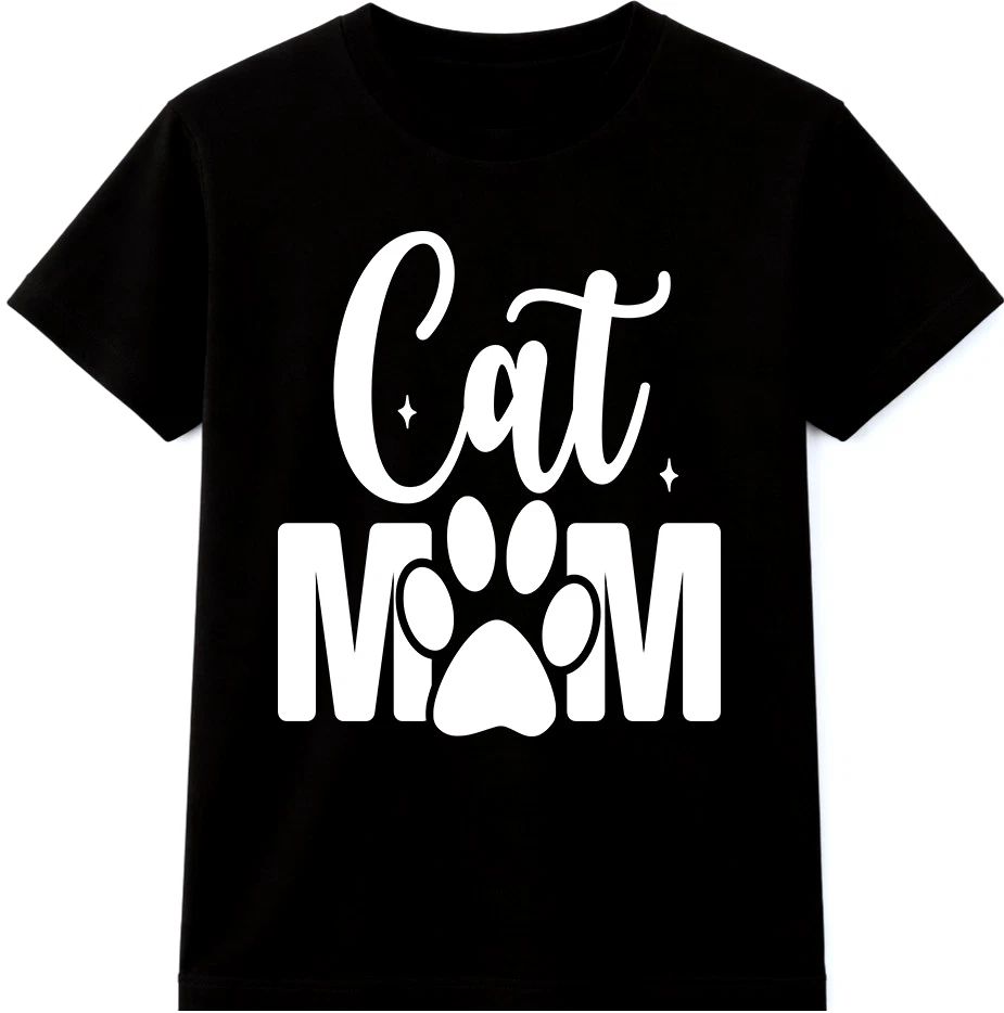 Cat Mom T Shirt Cute Paw Print Graphic Tee Cat Lover Mother Gift Idea Top Unisex