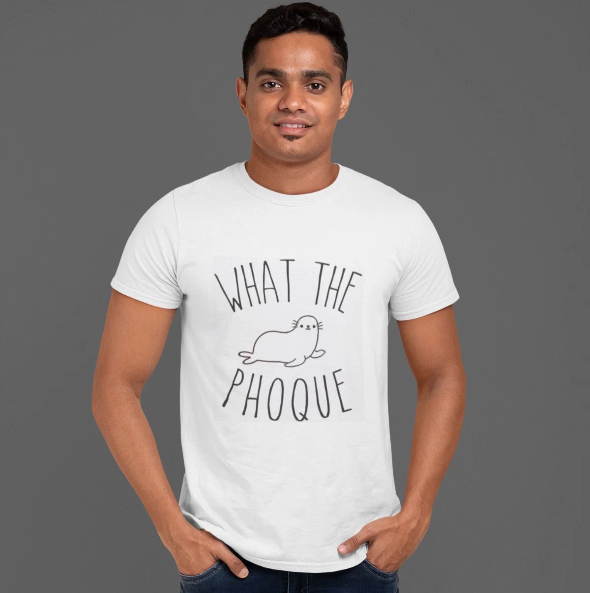 Men's Short Sleeve White, WHAT THE PHOQUE Unisex