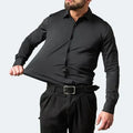 Four-way Men Long Sleeve Shirt, Men's Tops, Solid Color Simple Slim Shirt shirts Unisex