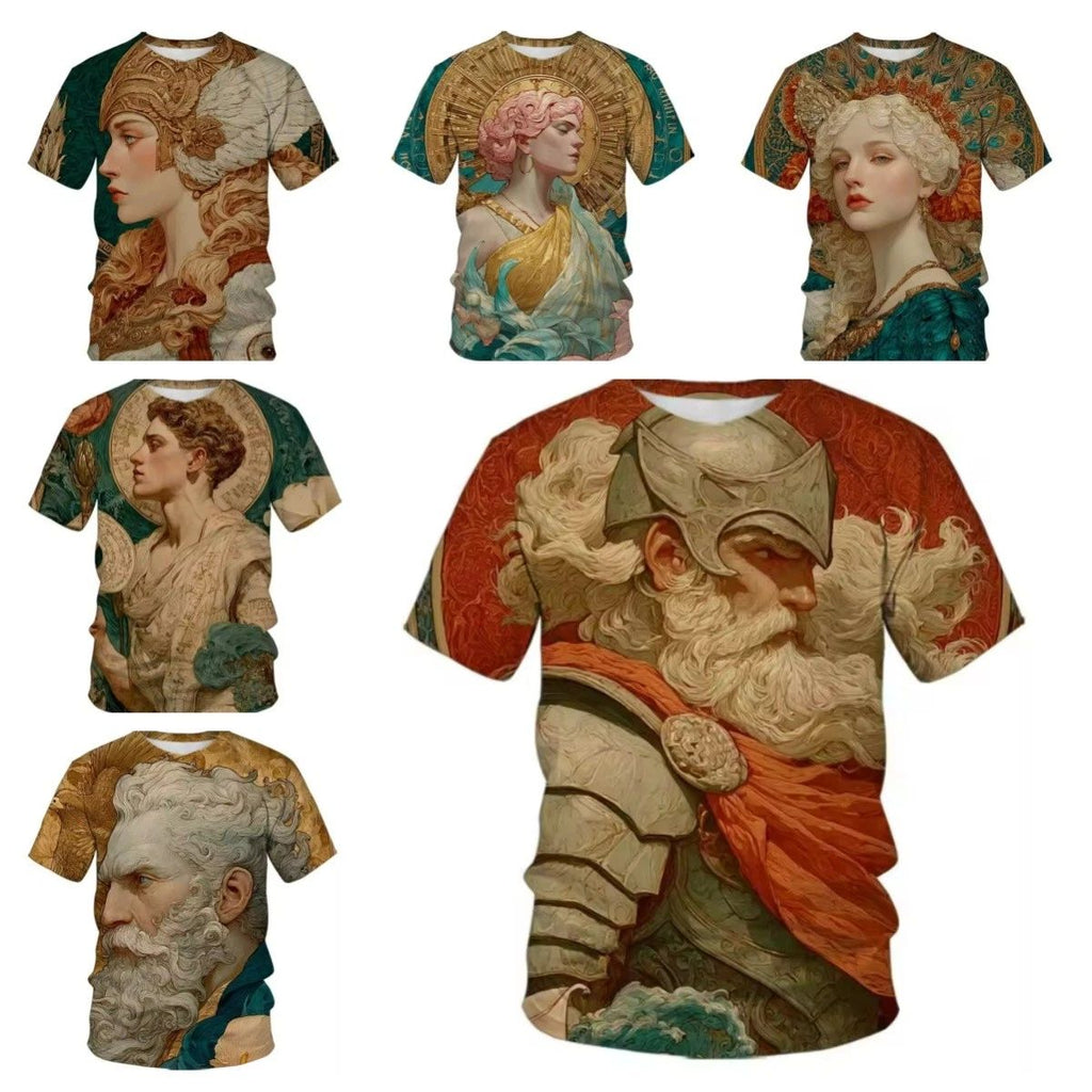 3D Print Women Men Short Sleeve Casual Tee Tops Greek Mythology Trendy Unisex