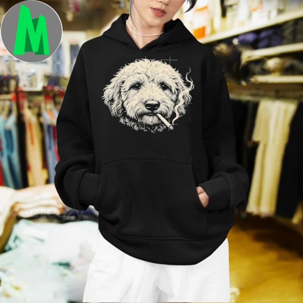 Dog Smoking Cigarette Funny Goldendoodle Meme Shirt Unisex