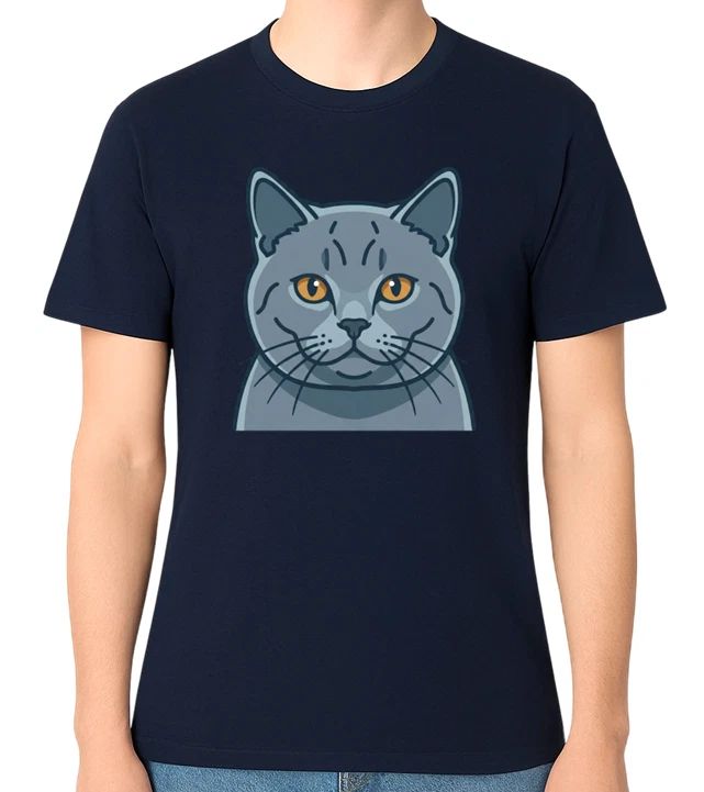 British Shorthair Cat Face Unisex Cute Cat Lover Graphic Tee Unisex