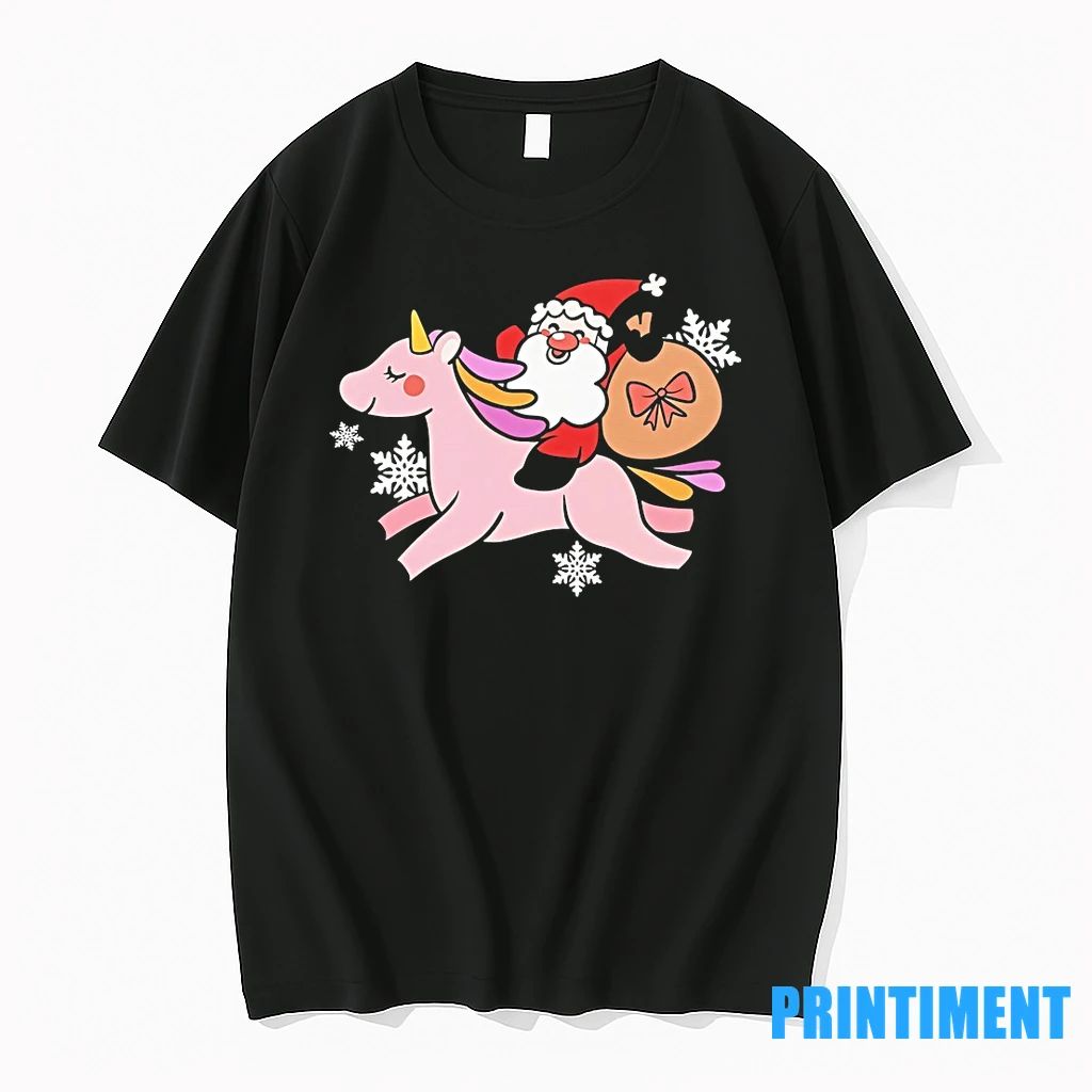 Santa Riding Pink Unicorn Christmas Night Tshirts Sweater Unisex