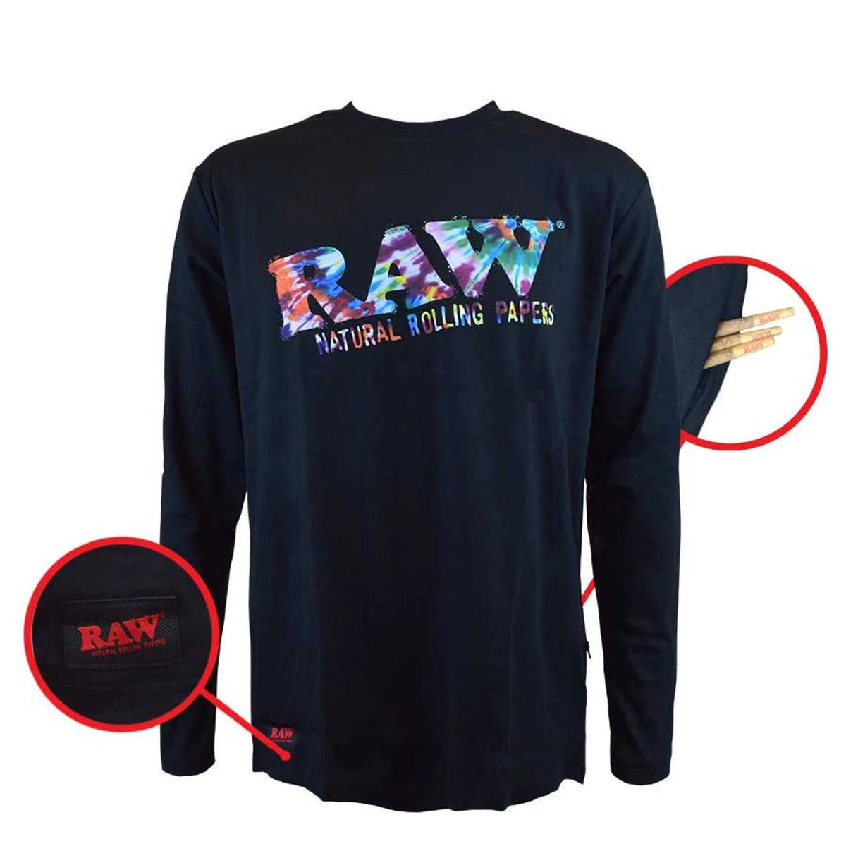 RAW LOGO TIE DIE LONG SLEEVE CREW NECK SHIRT Unisex