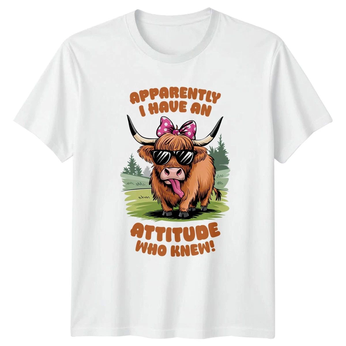 Apparently I Have An Attitude Womens Highland Cow Gift For Her Unisex
