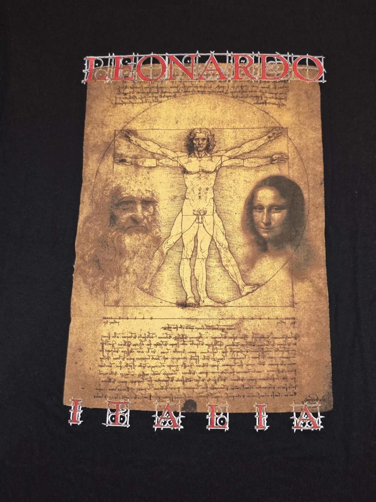 Leonardo Da Vinci Vitruvian Men's Graphic Black Size Small Unisex