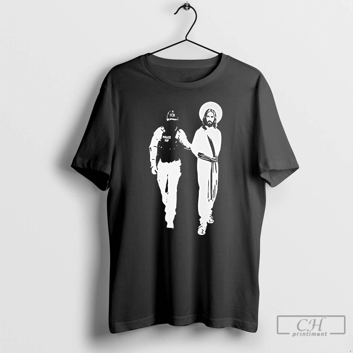 Premium Police Arrested Jesus Ice Detaining Jesus Long Sleve T Shirts Unisex