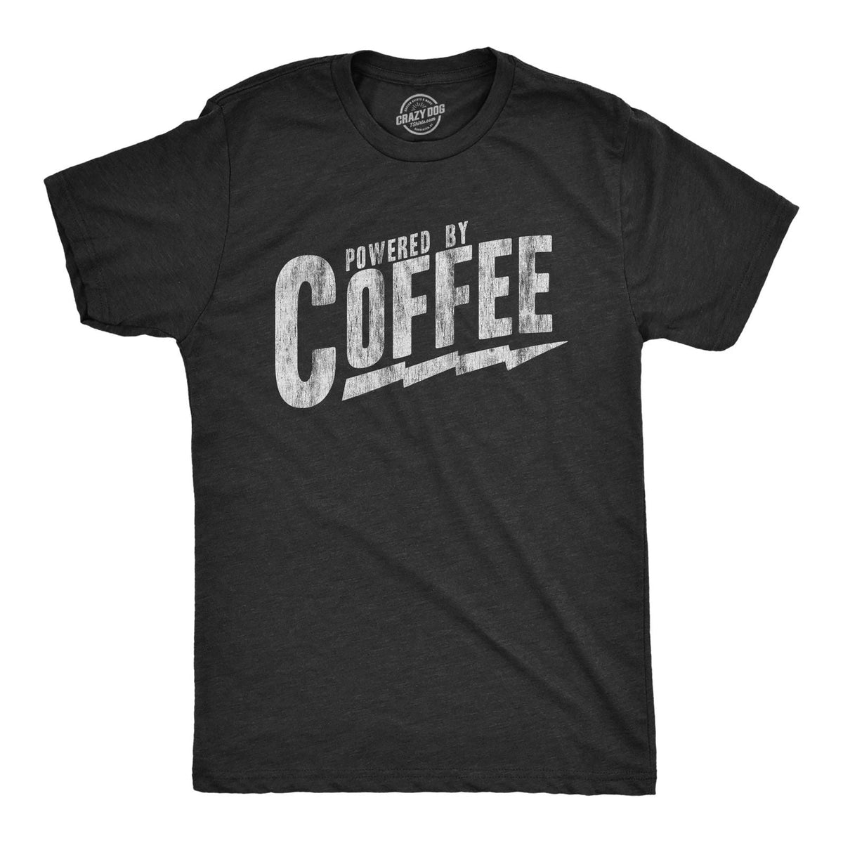 Mens Powered By Coffee T Shirt Funny Sarcastic Cool Saying Vintage Graphic Tee Unisex