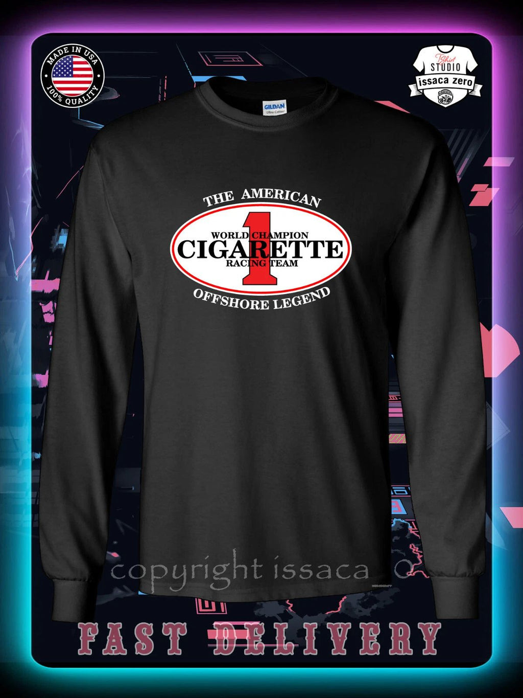 Cigarette Racing Luxury Performance Boats Men's Long Sleeve American Tee Unisex
