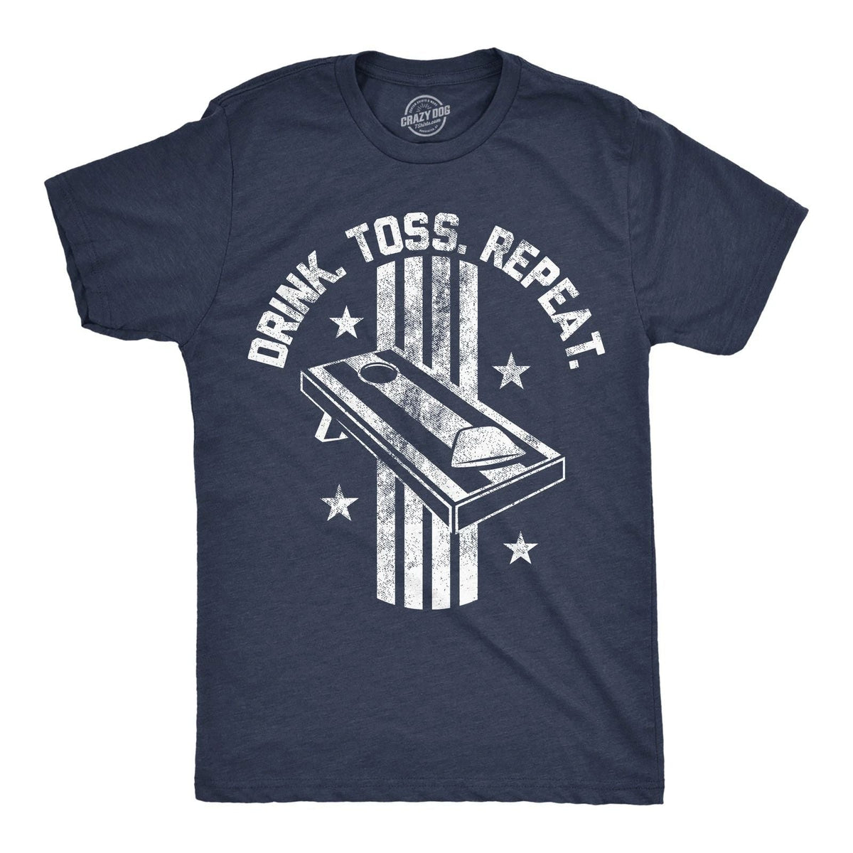 Mens Funny T Shirts Drink Toss Repeat Sarcastic Cornhole Graphic Novelty Tee For Unisex