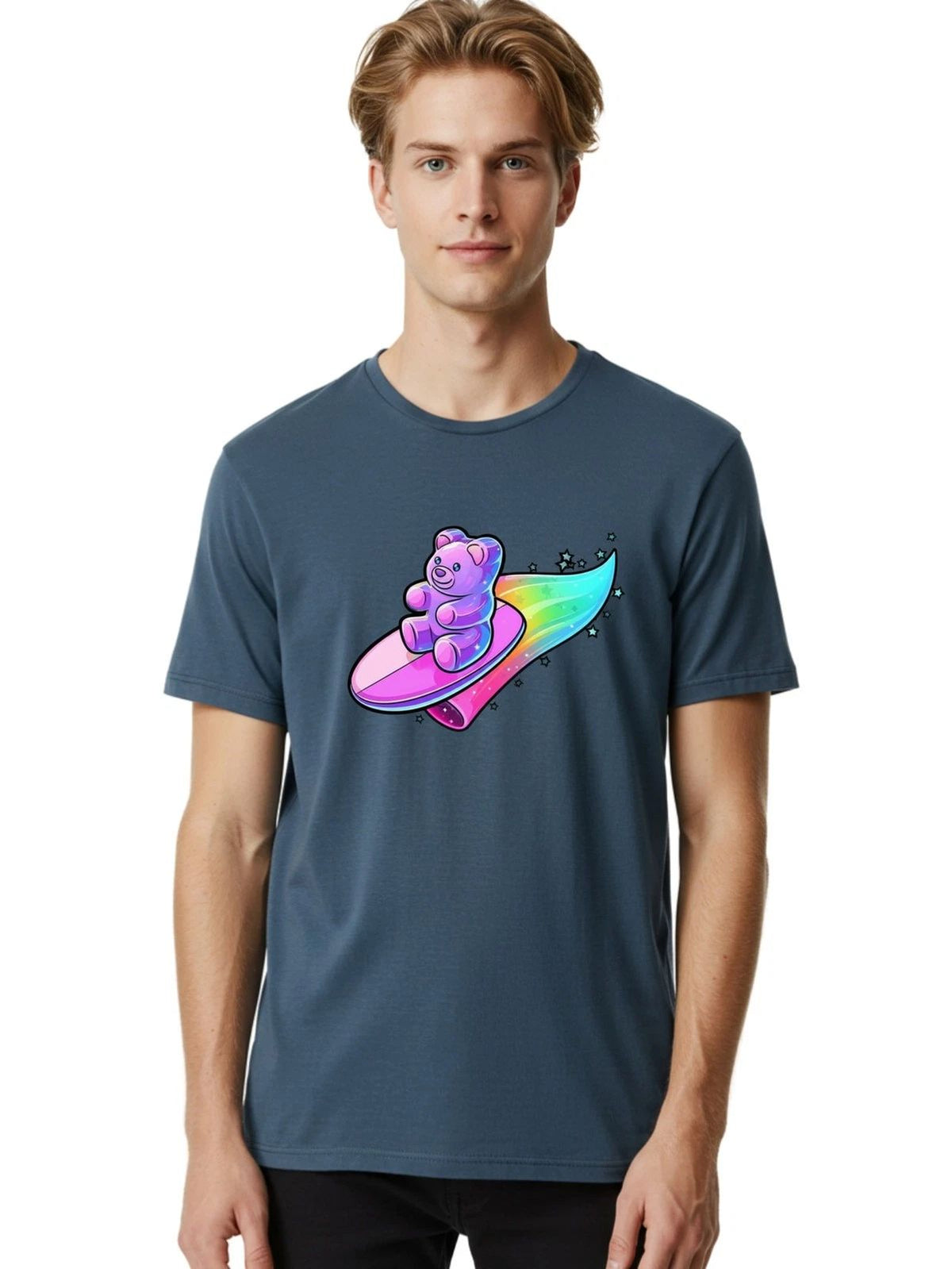Teddy-Surfing-1 Mens Graphic Tee,100% Cotton,Casual Summer Wear Unisex
